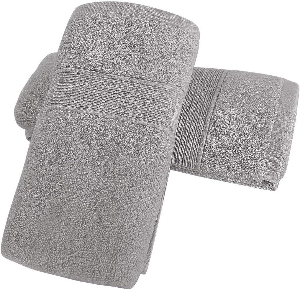 PiccoCasa Hand Towels 2-Pack 100% Cotton Ring Spun Highly Absorbent Soft Luxury Hotel & Spa Quality Hand Towel for Bathroom 13 x 29 Inches, Light Gray