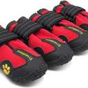 TRUE LOVE Dog Shoes Waterproof Anti-Slip Rain Boots with Reflective TLS3961 (5#, Red)