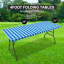Spotjoy Rectangle Vinyl Table Cloth, Waterproof Elastic Fitted Tablecloth with Flannel Backing, Plastic Table Cover for Picnic, Camping, Outdoor (Blue & White, 30"x48")