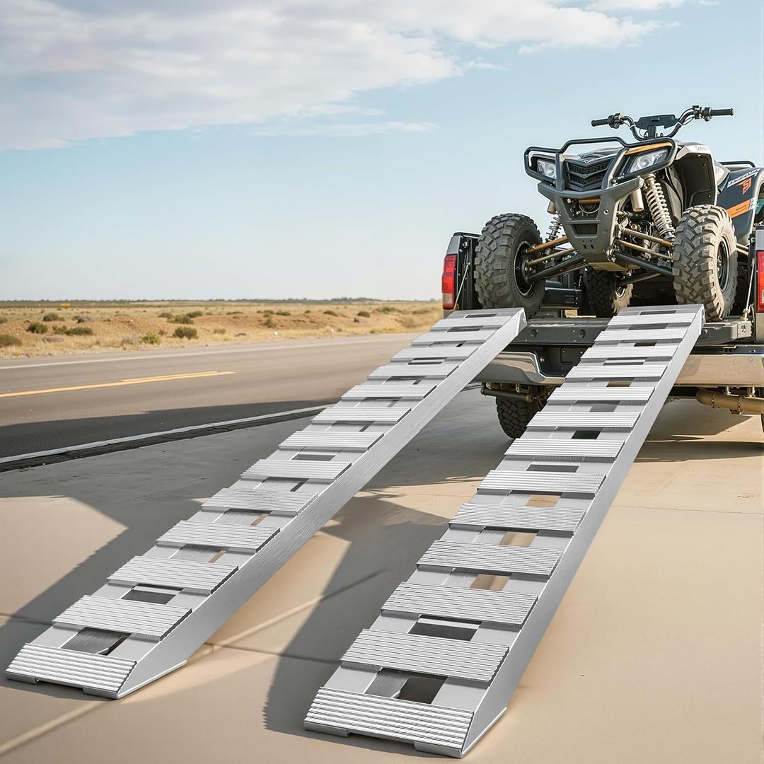 AUTOSAVER88 2pcs 6000lbs 72" x 15" Aluminum Trailer Ramps, Loading Ramps Car ATV Truck Auto Hauler Knife & Hook Ends