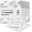 Acoustic 3D Wall Panels,24 Pack Sound Proof Felt Panels for Interior Wall Dcor, Hollow Sound Absorbing Panel for Studio, Living Room, Home, Hotel, 12''x12'' Cover 24 sq ft (White, 24 Pack)