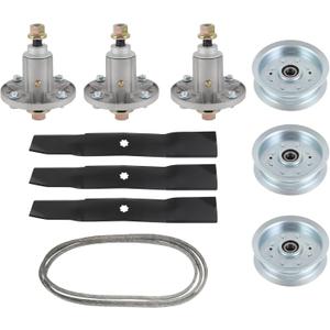 ACEBRI Deck Rebuild Kit 54 inch for John Deere 190C D170 E180 G110 LA150 LA175 Mower Deck Parts GY20592 GY20867 GY21099 Spindles GX21380 Blades GX21395 Belt GY20110 GY20629 GY22082 Pulley