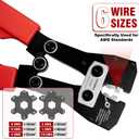 Battery Cable Wire Lug Crimping Tool for AWG 8-1/0 Copper Lugs, Heavy Duty Battery Terminal Crimper, Electrical Lug Crimper, AWG Standard, Red