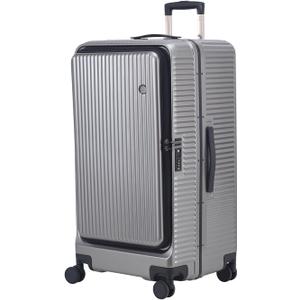 29 Inch Aluminum Checked Luggage with Side Opening Zipper, 40 * 37 * 77cm, 113L, Lightweight Hardshell ABS+PC Suitcase with TSA Lock, 360 Universal Wheels, Dark Gray
