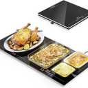 FEPPO Electric Warming Tray with Independent Temp & Timer Control, 2-in-1 Modular Food Warmer for Parties Buffet, 31"x15" Glass Surface Warming Mat for Food, Ideal for Catering & Gatherings (Black)