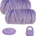 Chunky Yarn for Arm Knitting, guofa 4.4LBS Soft Fleece Yarn for Throw Blanket Pillow, Hand Knitting Bag, Cat Bed and DIY Home Decorations (Purple)