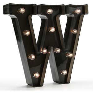 Light Up Black Alphabet Marquee Letters Sign LED Marquee Number Lights Sign for Night Light Home Bar Christmas Lamp Birthday Party Wedding Decoration W