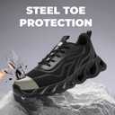 Furuian Steel Toe Shoes for Men & Women Lightweight Indestructible Safety Work Shoes Comfortable Steel Toe Sneakers Puncture Proof Work Sneakers (9.5 Women/8 Men, Black)