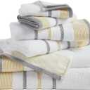 Decorative Bath Towel Set - Luxury Cotton 6 Piece Towel Set - 2 Bath Towels, 2 Hand Towels, 2 Washcloths - Luxurious, Ultra-Soft, Durable Towels for Bathroom Decor (Gold/Grey)