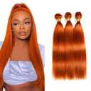 #350 Orange Bundles Straight Bundles Human Hair 30 32 34 Inch Unprocessed Brazilian Virgin Weave Hairs Ginger Orange 3 Bundle 50 Gram Per Bundle Human Hair Extensions