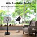 Standing Fan, Oscillating Pedestal Fan with Remote Control, Electric Fans for Home, Air Circulator Fan Floor Fan for Room Office Garage, Three Height Settings and Timer Function, Three Speeds