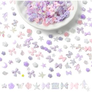 Ornaland 5 Bags Decoden Charms for Junk Cases Flatback Resin Charms for Phone Case Epoxy Jewelry Keychains Resin Pours Scrapbooking Art Craft Decor(Violet)
