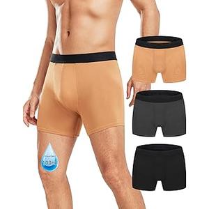 Men's Incontinence Underwear, Leak Proof Washable Reusable Bladder Control Protective Boxer Briefs High Absorbency 3 Pack（Multicolor, Large）