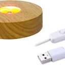 4" LED Wood Display Base for Crystals Glass Art, Colorful Light Crystal Display Base Stand with 6 LEDs
