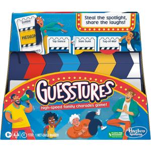 Hasbro Gaming Guesstures Game, Charades Games for 4 or More Players, Includes Customizable Cards and Clapper, Family Party Game for Ages 8 and Up