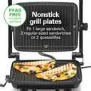 Hamilton Beach Panini Press Sandwich Maker & Electric Indoor Grill with Locking Lid, Opens Wide to Fit Any Thickness for Quesadillas, Burgers & More, Nonstick 8" x 10" Grids, Chrome (25460MNA)
