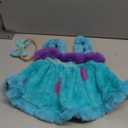 Infant Baby Girl Halloween Costume Outfit Funny Monster Fuzzy Romper Dress Sleeveless Plush Dresses with Headband (Blue, 0-3 Months)