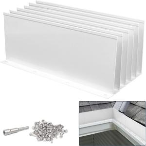 Gutter Valley Splash Guard,Aluminum Rain Diverter Roofing Gutter Splash Guards for Valley,Corner or Straight,10 Inch Each (6 Pcs White)