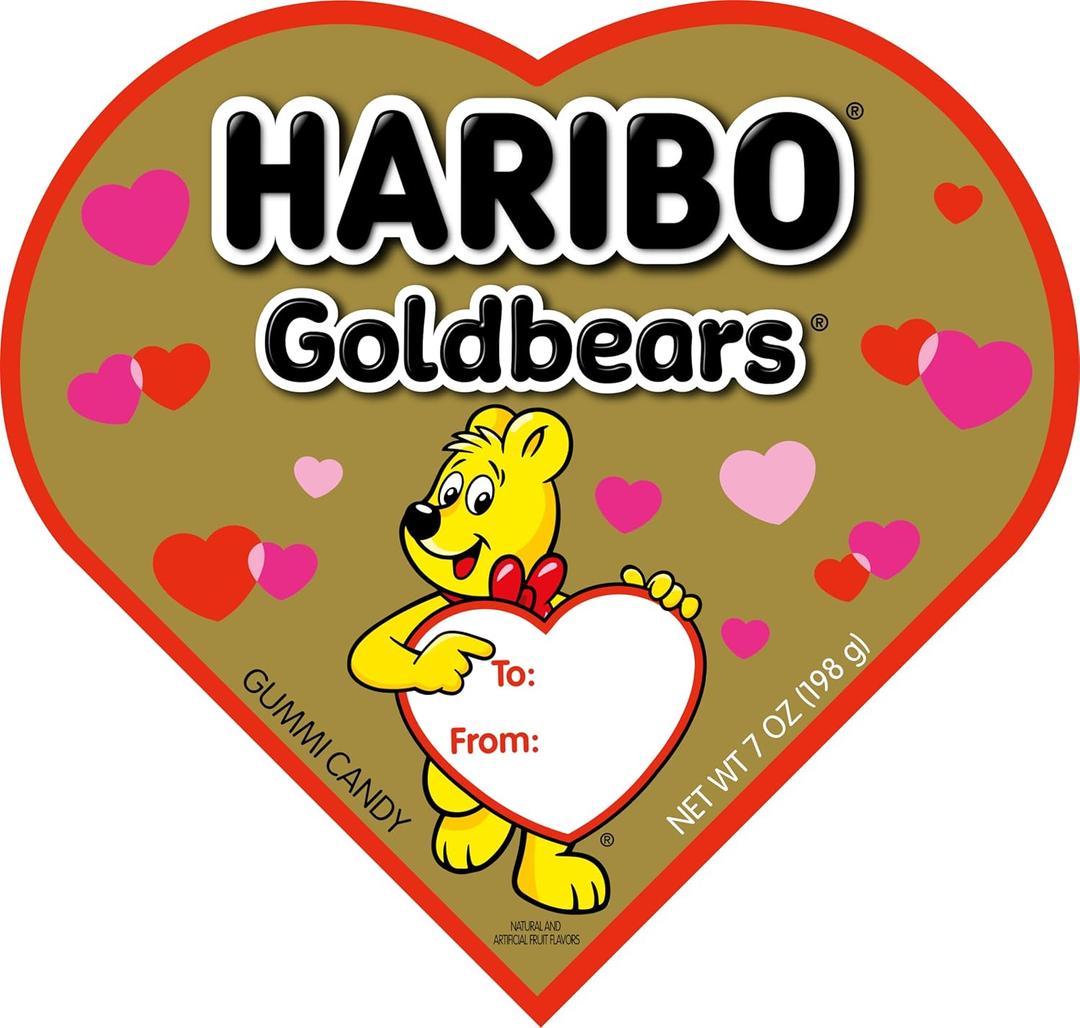 Haribo Gummi Candy | Valentine's Day Limited Edition | Goldbears in a Heart Box | Original Flavors, 7 oz. (EXP 12/12/25)