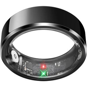 Smart Ring for Men Women, Fitness Tracker with Heart Rate/Blood Pressure/Blood Oxygen Monitor,Sleep Tracker,Pedometer,No Subscription, IP68 Waterproof Health Ring for iPhone&Android (Black, Size9)