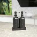 Prus Waso Matte Black Soap Dispenser Set, Kitchen Soap Dispenser Set with Black Stainless Steel Pump, Perfect for Kitchen Decor and Accessories. (Black)