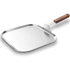 WAGENSTEIGER Stainless Steel Square Griddle Pan/Plate with Wooden Handle, 3-Ply Construction with Aluminum Core for Home & Outdoor Extra Large Flat Cooking Tray, All cooktops