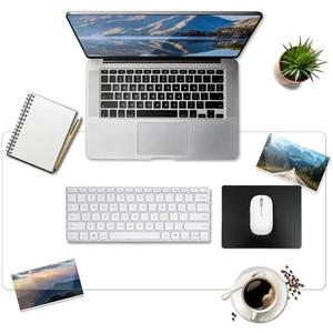 BLESWIN Clear Desk Mat, Transparent Writing Desk Mat, Durable Waterproof Multi-Functional Table Protector with Non-Slip Adhesive, 16.93 x 35.43 Inches, Suitable for Home and Office