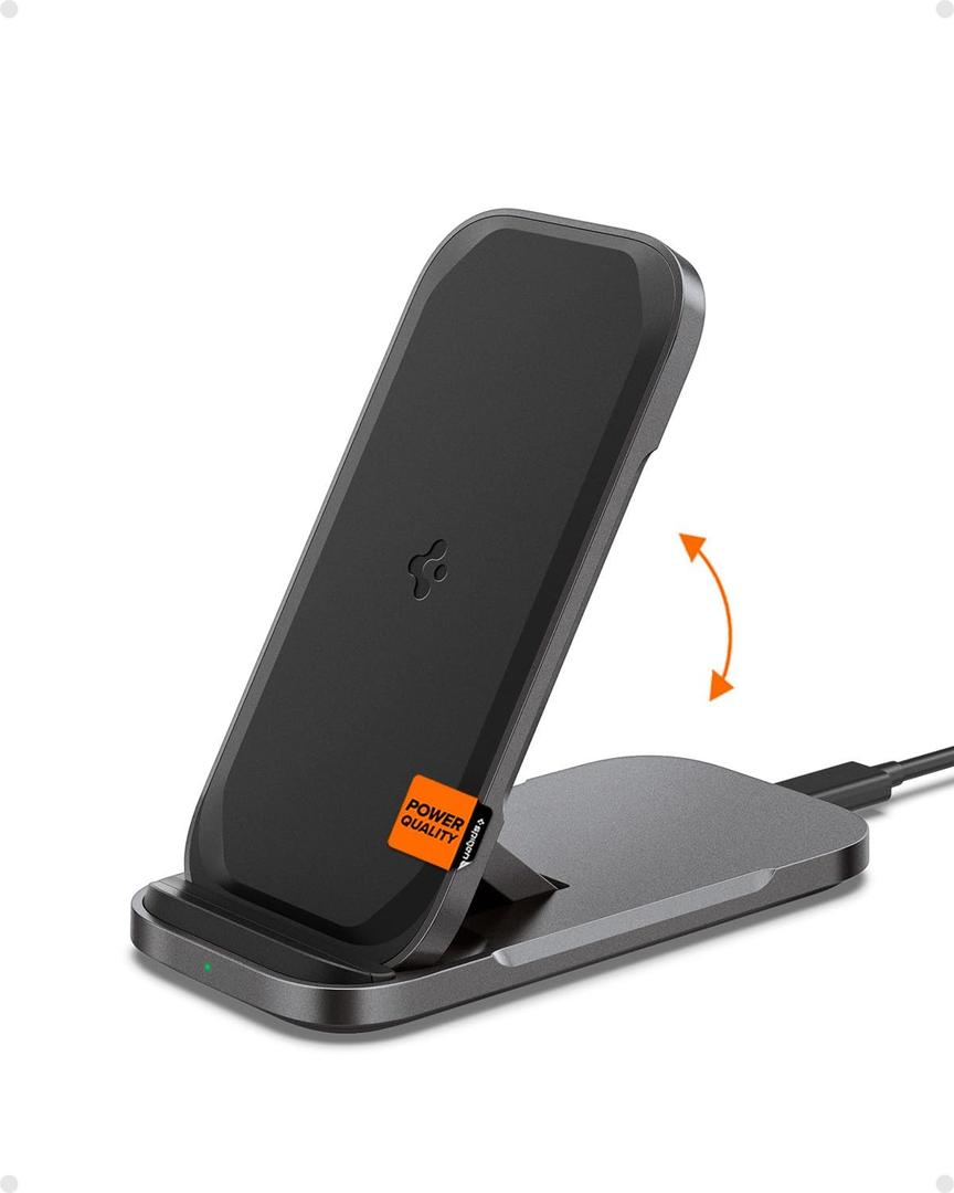 Spigen for Wireless Charger Stand & Pad, [Designed for Samsung] Qi Flex True 15W Super Fast Compatble with Samsung Galaxy S25 Ultra S25 Plus S24 Plus Ultra S23 Z Fold Flip 7 6 5 and More [No Adapter]