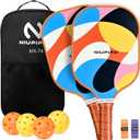 2 x niupipo Pickleball Paddles Set of 2/4, USAPA Approved Lightweight Pickleball Rackets, Durable Fiberglass Surface with Polypropylene Honeycomb Core, Cushion Grip and Carry Bag (1. Yellow & White)