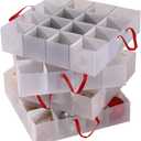 Sattiyrch Plastic Christmas Ornament Storage Box with Trays,Zippered Closure - Store up to 64 of the 3-inch Standard Christmas Ornaments, Xmas Ornaments Storage with Dividers & Two Handles,64pcs