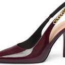 iiimmu Women's Stiletto Heels Closed Pointed Toe 4 in Heels for Women Patent Leather Pumps with Chain Wedding Party Dress Prom Heels Slingback Pumps 7