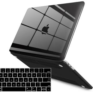 IBENZER Compatible with MacBook Pro 15 Inch Case 2019 2018 2017 2016 A1990 A1707, Plastic Hard Shell Case with Keyboard Cover for Mac Pro 15 Touch Bar, Crystal Black, T15CYBK+1