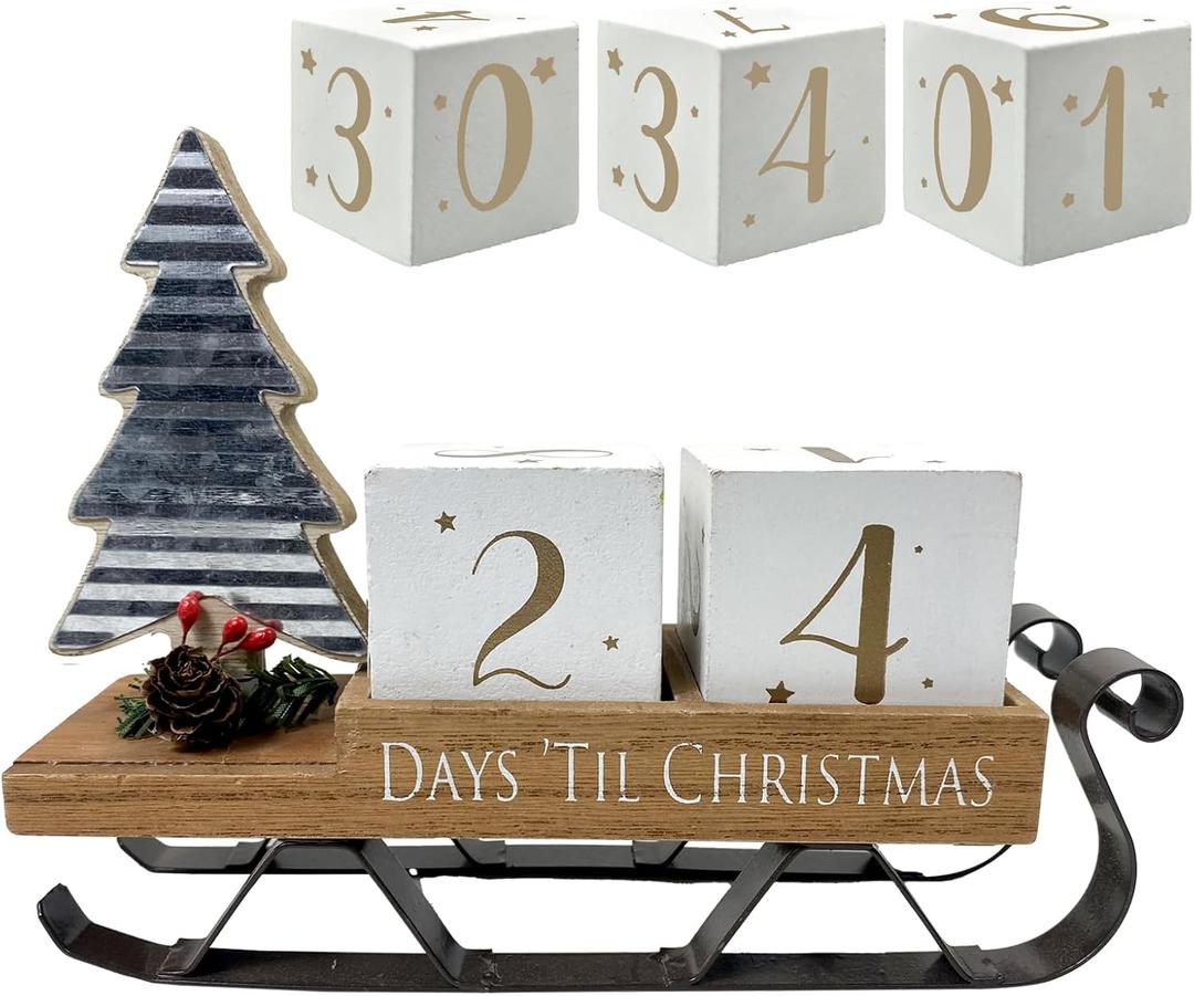 Christmas Tree Decorations for Home Santa Sleigh Countdown Calendar