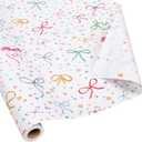 LaRibbons Reversible Bow Wrapping Paper Jumbo Roll with Pink Pom Pom, Coquette Bow & Colorful Terrazzo Design Gift Wrap for Girls, Women, Baby Shower, Birthday Party, 30 Inch × 40 Feet (100 sq. ft. ttl.)