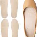 2 Pairs Pigskin Sockless Shoe Insoles, Handmade Leather Barefoot Inserts, Thin Dress Shoe Inserts Sockless Shoe Liner for Flat Shoes Sneakers Sandals, L for 9-10 Women, 8-9 Men