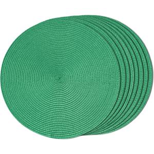 FunWheat Round Braided Placemats Set of 8 Table Mats for Dining Tables Woven Washable Non-Slip Place mats 15 inch(Holly Green, 8pcs)