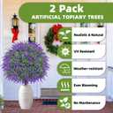 27.5" Artificial Lavender Boxwood Topiary Ball Trees, Set of 2 Fake Shrubs Bushes with Ground Spike, UV Resistant Faux Evergreen Tree for Front Porch Outdoor Garden Decor