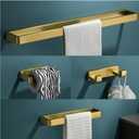 YACVCL Bathroom Hardware Set Brushed Gold 4-Piece Towel Bar Set Square Bathroom Accessories Kit Stainless Steel Wall Mounted