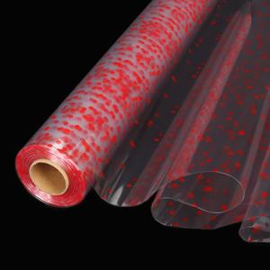 CMFYHM Clear Cellophane Wrap Roll(34" x 120'Ft) 3Mil Red Polka Dot Cellophane, Gift Wrap for Gifts, Baskets, Flowers, Party Decorations