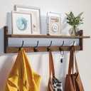 BAMEOS Wall Mounted Coat Rack with Adjustable Easy Install, Rust Proof, Brown Wooden Material, 28.9 Inch Length