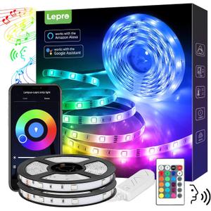 Lepro Led Strip Lights 32.8ft Smart Light Strips with App Control Remote, 5050 RGB Led Lights for Bedroom, Music Sync Color Changing Lights for Room Party