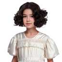 Girls Brown Wig Kids Short Brown Wavy Curly Wig for Halloween Cosplay Party Heat Resistant Synthetic Wigs with Wigs Cap