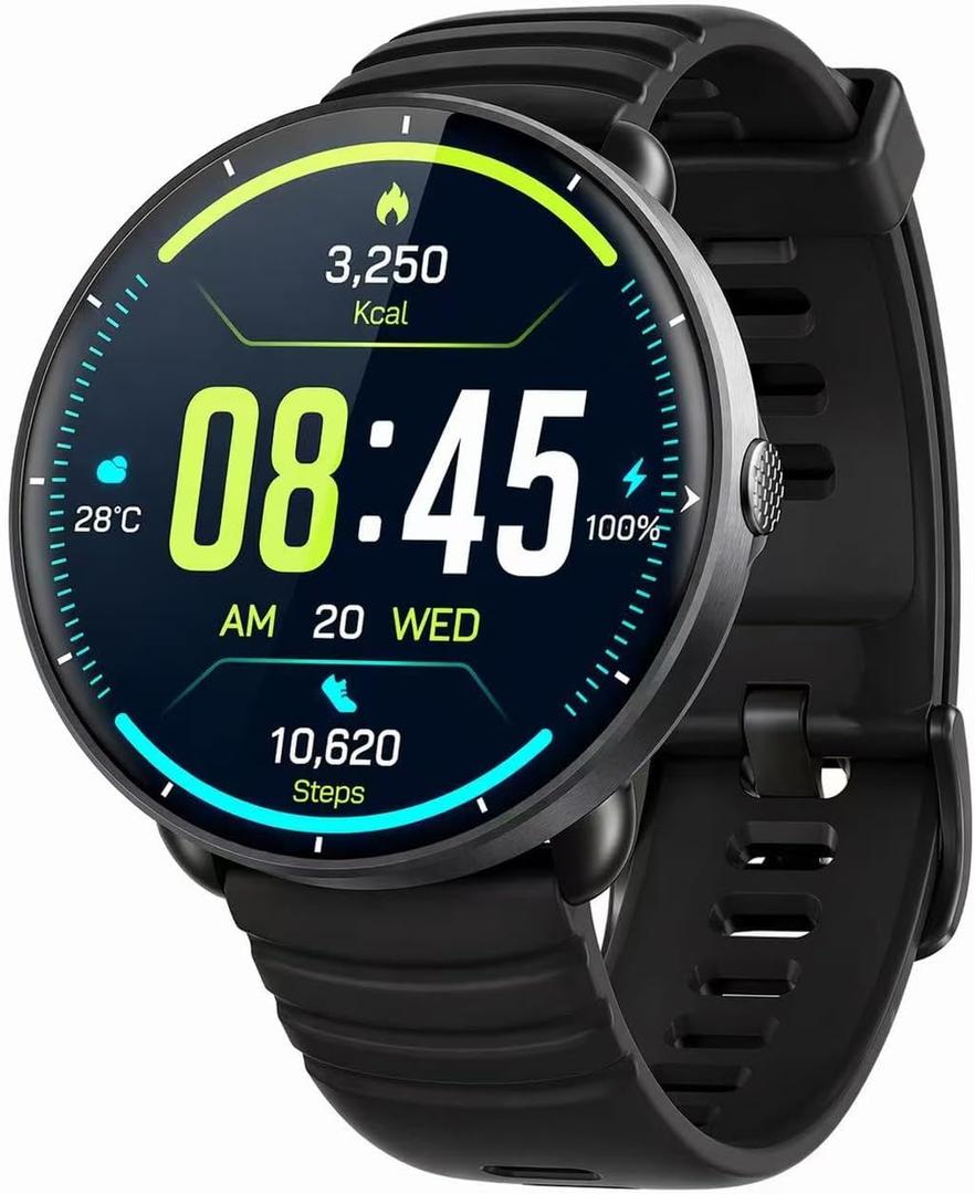 Smartwatch for Swimming 5ATM with GPS, Compass, AI Swim Analysis, Heart & Sleep Tracking, 100+ Sports Modes, HD Display, Long Battery Life, Fitness & Outdoor Training Watch - Men & Women (BLACK)