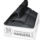 Heshberg Home Plastic Hangers 50 Pack with Hooks - Space Saving Tubular Clothes Hangers Standard Size Ideal for Everyday Use - Black