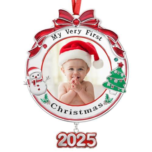 Hedeey Baby's First Christmas Picture Frame Ornament 2025 Girl Boy,My Very First Christmas Photo Frame Ornament for Baby Newborn Christmas Keepsake Gifts