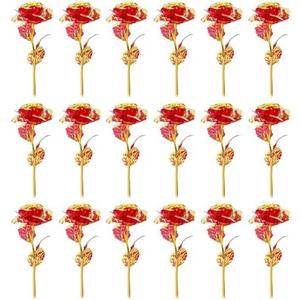 12 PCS Artificial Colorful Flowers Galaxy Rose Crystal Flower Glass Rose Gifts for Wedding, Mother' s Day Memorable Days, Red
