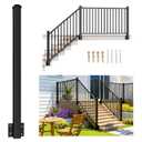 Egadis 1 Pack 2.56 in. x 2.56 in. x 46 in. Aluminum Side Mount Railing Post for 36" Railing Kit, Black Textured Outdoor Powder-Coat Finish Fascia Mount Level/Stair Post for Decks, Porches, Balconies