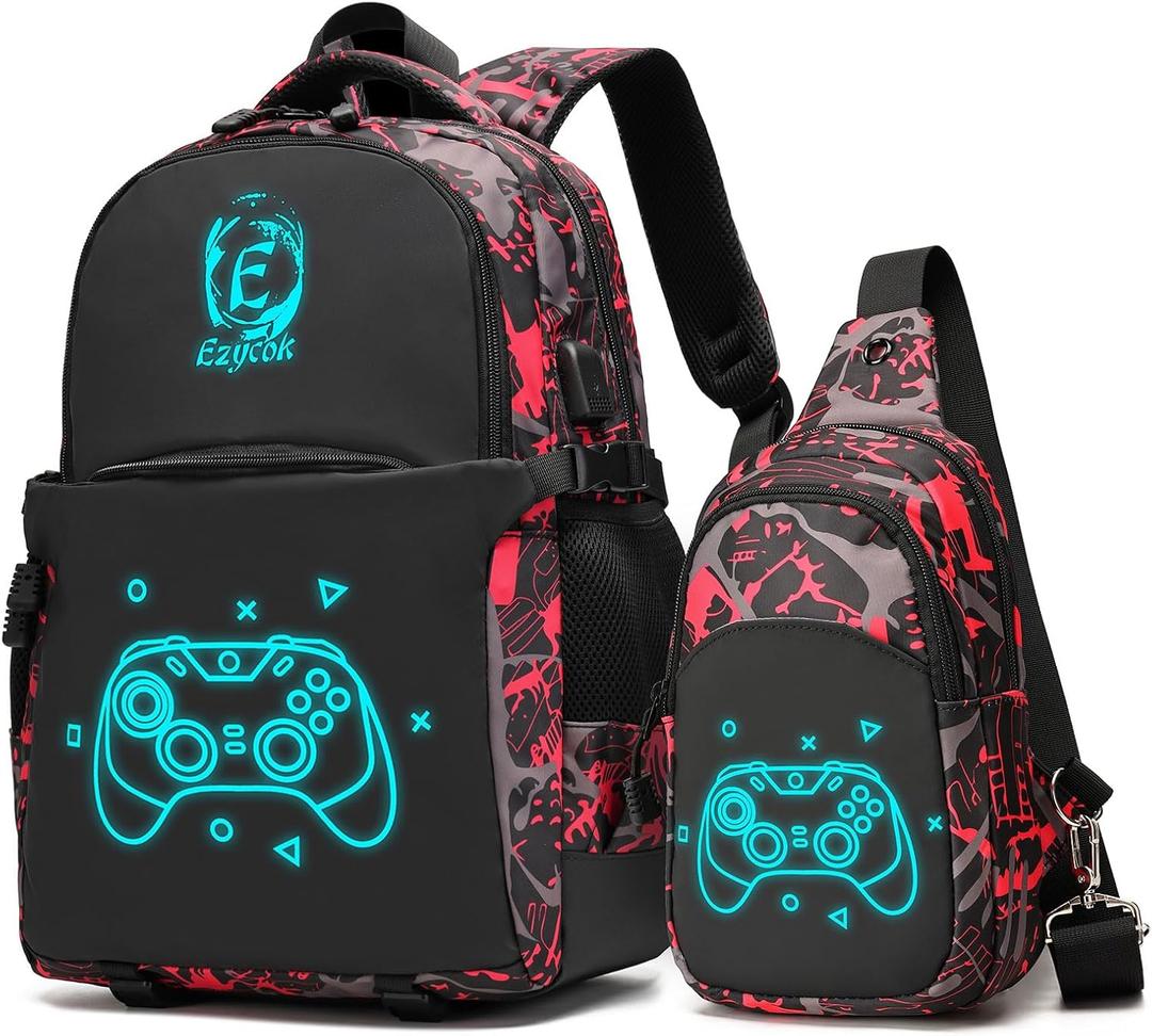 Boys Backpack, Anime Luminous School Backpack Kids Backpack Kindergarten Elementary Middle School Book Bags, Lightweight Laptop Backpack College Bookbag