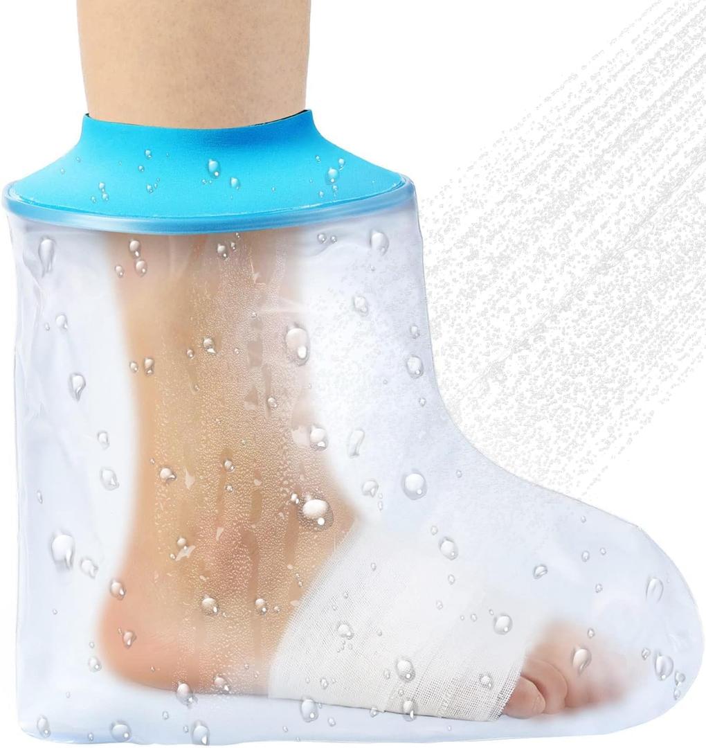 Asunby Waterproof Foot Cast Cover for Shower Ankle Wound Protector Bath Adult Watertight Cast Bag Showering for Surgery Foot, Ankle, Burns Reusable