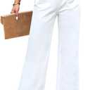 KUNMI Women's Wide Leg Jeans High Waisted Straight Leg Stretchy Denim Pants with Pockets (4, White)